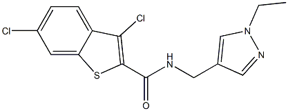 3,6-dichloro-N-[(1-ethylpyrazol-4-yl)methyl]-1-benzothiophene-2-carboxamide Structure