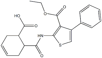 6-[(3-ethoxycarbonyl-4-phenylthiophen-2-yl)carbamoyl]cyclohex-3-ene-1-carboxylic acid Structure