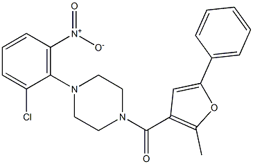 [4-(2-chloro-6-nitrophenyl)piperazin-1-yl]-(2-methyl-5-phenylfuran-3-yl)methanone Structure