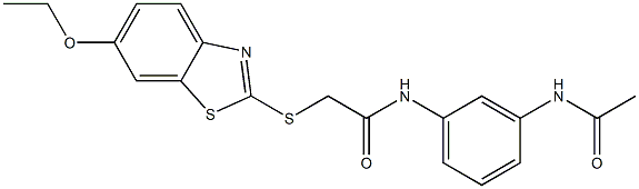 N-(3-acetamidophenyl)-2-[(6-ethoxy-1,3-benzothiazol-2-yl)sulfanyl]acetamide Structure