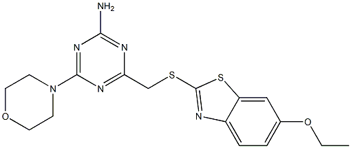 4-[(6-ethoxy-1,3-benzothiazol-2-yl)sulfanylmethyl]-6-morpholin-4-yl-1,3,5-triazin-2-amine Structure