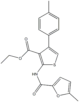 ethyl 2-[(5-methylfuran-2-carbonyl)amino]-4-(4-methylphenyl)thiophene-3-carboxylate,,结构式