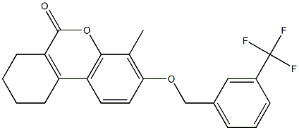 4-methyl-3-[[3-(trifluoromethyl)phenyl]methoxy]-7,8,9,10-tetrahydrobenzo[c]chromen-6-one,,结构式