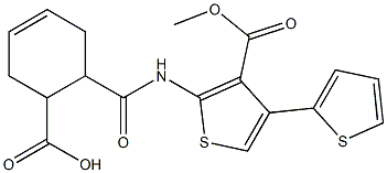 6-[(3-methoxycarbonyl-4-thiophen-2-ylthiophen-2-yl)carbamoyl]cyclohex-3-ene-1-carboxylic acid Structure