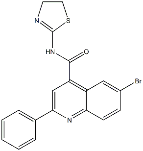 6-bromo-N-(4,5-dihydro-1,3-thiazol-2-yl)-2-phenylquinoline-4-carboxamide,,结构式