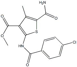 methyl 5-carbamoyl-2-[(4-chlorobenzoyl)amino]-4-methylthiophene-3-carboxylate 结构式