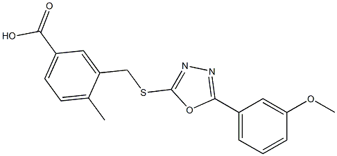 3-[[5-(3-methoxyphenyl)-1,3,4-oxadiazol-2-yl]sulfanylmethyl]-4-methylbenzoic acid 结构式