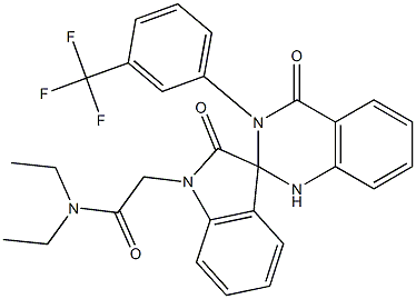 2-[2',4-dioxo-3-[3-(trifluoromethyl)phenyl]spiro[1H-quinazoline-2,3'-indole]-1'-yl]-N,N-diethylacetamide 化学構造式