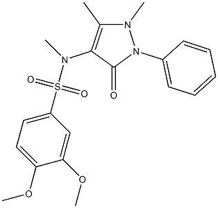 N-(1,5-dimethyl-3-oxo-2-phenylpyrazol-4-yl)-3,4-dimethoxy-N-methylbenzenesulfonamide Struktur