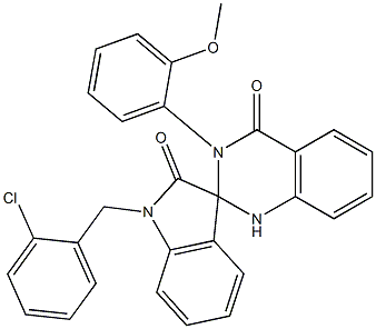 1'-[(2-chlorophenyl)methyl]-3-(2-methoxyphenyl)spiro[1H-quinazoline-2,3'-indole]-2',4-dione 化学構造式