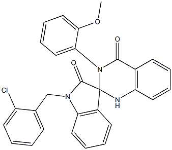 1'-[(2-chlorophenyl)methyl]-3-(2-methoxyphenyl)spiro[1H-quinazoline-2,3'-indole]-2',4-dione 结构式