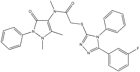 N-(1,5-dimethyl-3-oxo-2-phenylpyrazol-4-yl)-2-[[5-(3-fluorophenyl)-4-phenyl-1,2,4-triazol-3-yl]sulfanyl]-N-methylacetamide Structure