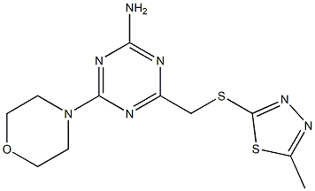 4-[(5-methyl-1,3,4-thiadiazol-2-yl)sulfanylmethyl]-6-morpholin-4-yl-1,3,5-triazin-2-amine Struktur