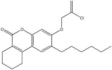 3-(2-chloroprop-2-enoxy)-2-hexyl-7,8,9,10-tetrahydrobenzo[c]chromen-6-one,,结构式