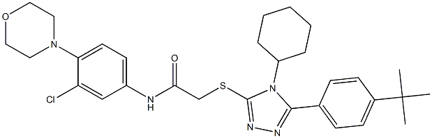 2-[[5-(4-tert-butylphenyl)-4-cyclohexyl-1,2,4-triazol-3-yl]sulfanyl]-N-(3-chloro-4-morpholin-4-ylphenyl)acetamide Struktur