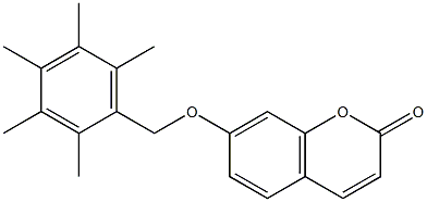 7-[(2,3,4,5,6-pentamethylphenyl)methoxy]chromen-2-one Struktur