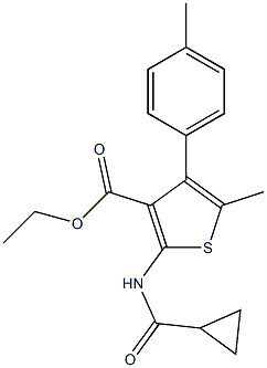 ethyl 2-(cyclopropanecarbonylamino)-5-methyl-4-(4-methylphenyl)thiophene-3-carboxylate Structure