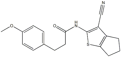 N-(3-cyano-5,6-dihydro-4H-cyclopenta[b]thiophen-2-yl)-3-(4-methoxyphenyl)propanamide,,结构式