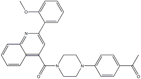 1-[4-[4-[2-(2-methoxyphenyl)quinoline-4-carbonyl]piperazin-1-yl]phenyl]ethanone 化学構造式