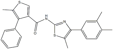 N-[4-(3,4-dimethylphenyl)-5-methyl-1,3-thiazol-2-yl]-5-methyl-4-phenylthiophene-3-carboxamide Structure