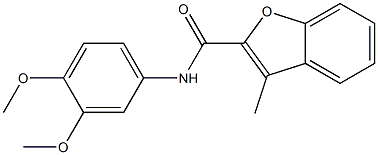 N-(3,4-dimethoxyphenyl)-3-methyl-1-benzofuran-2-carboxamide 化学構造式