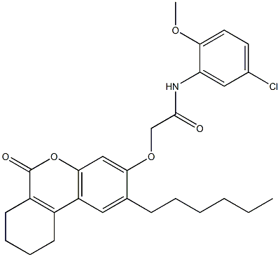 N-(5-chloro-2-methoxyphenyl)-2-[(2-hexyl-6-oxo-7,8,9,10-tetrahydrobenzo[c]chromen-3-yl)oxy]acetamide Structure