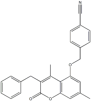 4-[(3-benzyl-4,7-dimethyl-2-oxochromen-5-yl)oxymethyl]benzonitrile Structure