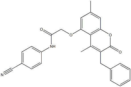 2-(3-benzyl-4,7-dimethyl-2-oxochromen-5-yl)oxy-N-(4-cyanophenyl)acetamide Structure