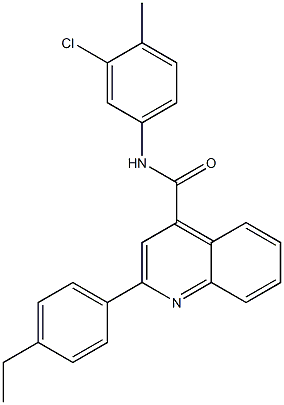 N-(3-chloro-4-methylphenyl)-2-(4-ethylphenyl)quinoline-4-carboxamide 结构式