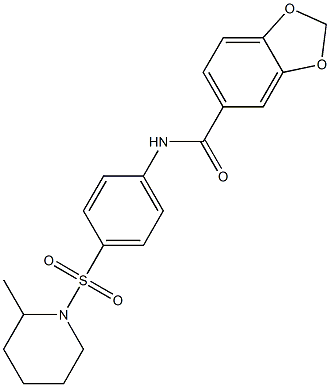 N-[4-(2-methylpiperidin-1-yl)sulfonylphenyl]-1,3-benzodioxole-5-carboxamide 化学構造式