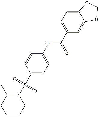 N-[4-(2-methylpiperidin-1-yl)sulfonylphenyl]-1,3-benzodioxole-5-carboxamide 结构式