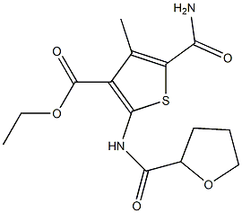 ethyl 5-carbamoyl-4-methyl-2-(oxolane-2-carbonylamino)thiophene-3-carboxylate,,结构式