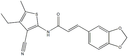 (E)-3-(1,3-benzodioxol-5-yl)-N-(3-cyano-4-ethyl-5-methylthiophen-2-yl)prop-2-enamide Structure