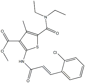 methyl 2-[[(E)-3-(2-chlorophenyl)prop-2-enoyl]amino]-5-(diethylcarbamoyl)-4-methylthiophene-3-carboxylate,,结构式