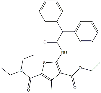 ethyl 5-(diethylcarbamoyl)-2-[(2,2-diphenylacetyl)amino]-4-methylthiophene-3-carboxylate Structure