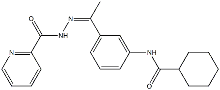 N-[(Z)-1-[3-(cyclohexanecarbonylamino)phenyl]ethylideneamino]pyridine-2-carboxamide 化学構造式