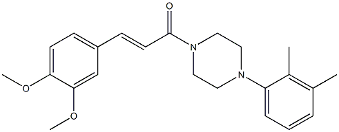 (E)-3-(3,4-dimethoxyphenyl)-1-[4-(2,3-dimethylphenyl)piperazin-1-yl]prop-2-en-1-one 化学構造式
