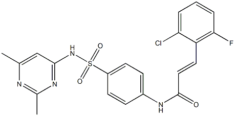 (E)-3-(2-chloro-6-fluorophenyl)-N-[4-[(2,6-dimethylpyrimidin-4-yl)sulfamoyl]phenyl]prop-2-enamide 化学構造式