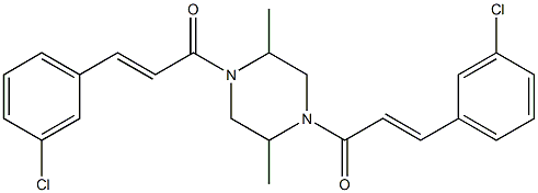 (E)-3-(3-chlorophenyl)-1-[4-[(E)-3-(3-chlorophenyl)prop-2-enoyl]-2,5-dimethylpiperazin-1-yl]prop-2-en-1-one,,结构式