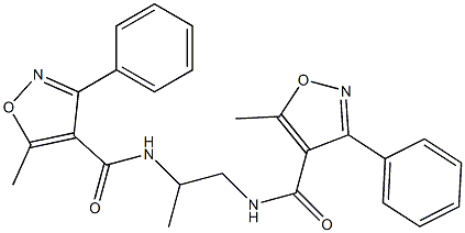 5-methyl-N-[2-[(5-methyl-3-phenyl-1,2-oxazole-4-carbonyl)amino]propyl]-3-phenyl-1,2-oxazole-4-carboxamide Structure