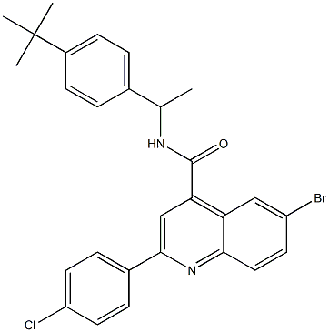 6-bromo-N-[1-(4-tert-butylphenyl)ethyl]-2-(4-chlorophenyl)quinoline-4-carboxamide Structure