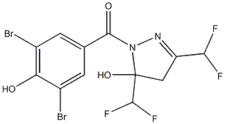 [3,5-bis(difluoromethyl)-5-hydroxy-4H-pyrazol-1-yl]-(3,5-dibromo-4-hydroxyphenyl)methanone Structure