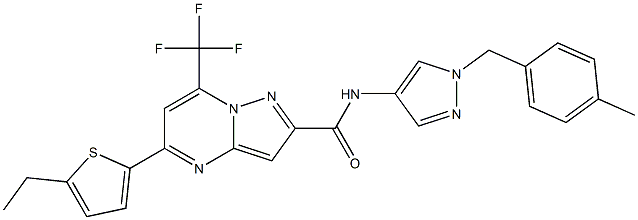 5-(5-ethylthiophen-2-yl)-N-[1-[(4-methylphenyl)methyl]pyrazol-4-yl]-7-(trifluoromethyl)pyrazolo[1,5-a]pyrimidine-2-carboxamide Structure