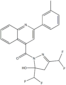 [3,5-bis(difluoromethyl)-5-hydroxy-4H-pyrazol-1-yl]-[2-(3-methylphenyl)quinolin-4-yl]methanone Structure