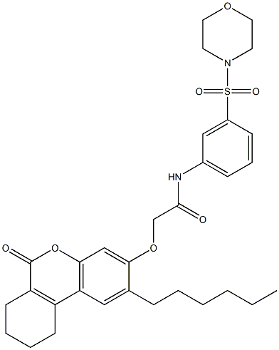 2-[(2-hexyl-6-oxo-7,8,9,10-tetrahydrobenzo[c]chromen-3-yl)oxy]-N-(3-morpholin-4-ylsulfonylphenyl)acetamide Structure