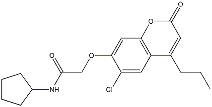 2-(6-chloro-2-oxo-4-propylchromen-7-yl)oxy-N-cyclopentylacetamide 化学構造式