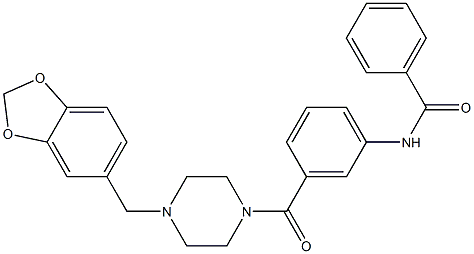 N-[3-[4-(1,3-benzodioxol-5-ylmethyl)piperazine-1-carbonyl]phenyl]benzamide,,结构式