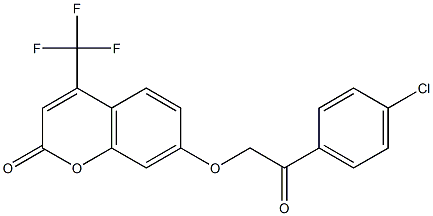 7-[2-(4-chlorophenyl)-2-oxoethoxy]-4-(trifluoromethyl)chromen-2-one Struktur