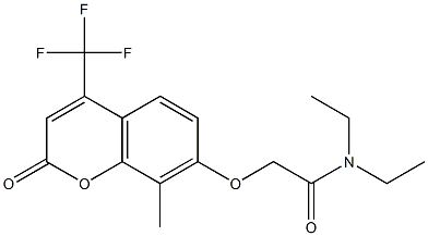 N,N-diethyl-2-[8-methyl-2-oxo-4-(trifluoromethyl)chromen-7-yl]oxyacetamide 化学構造式