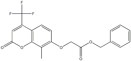 benzyl 2-[8-methyl-2-oxo-4-(trifluoromethyl)chromen-7-yl]oxyacetate Struktur